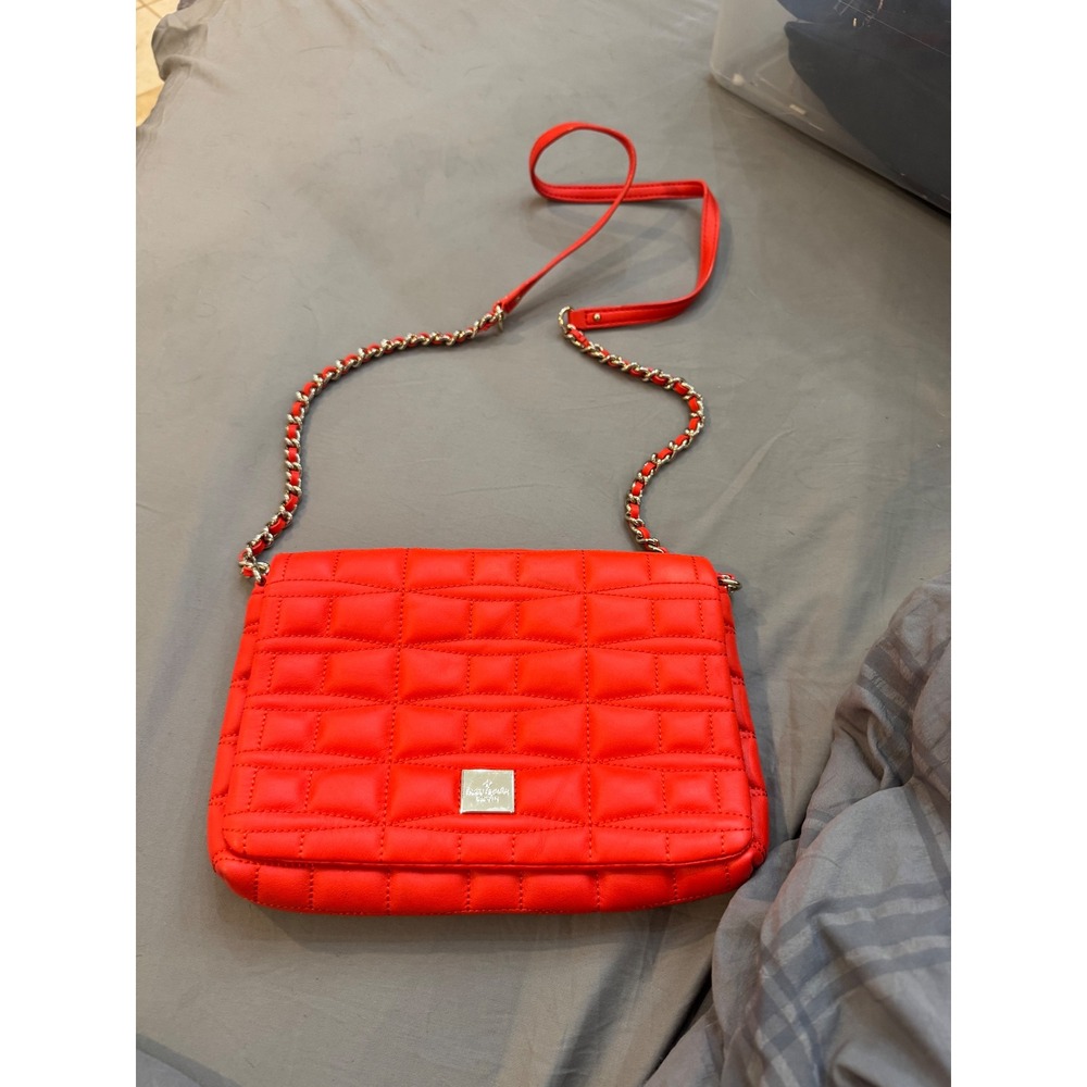 Kate Spade New York Red Quilted Leather Crossbody Bag Silver Hardware